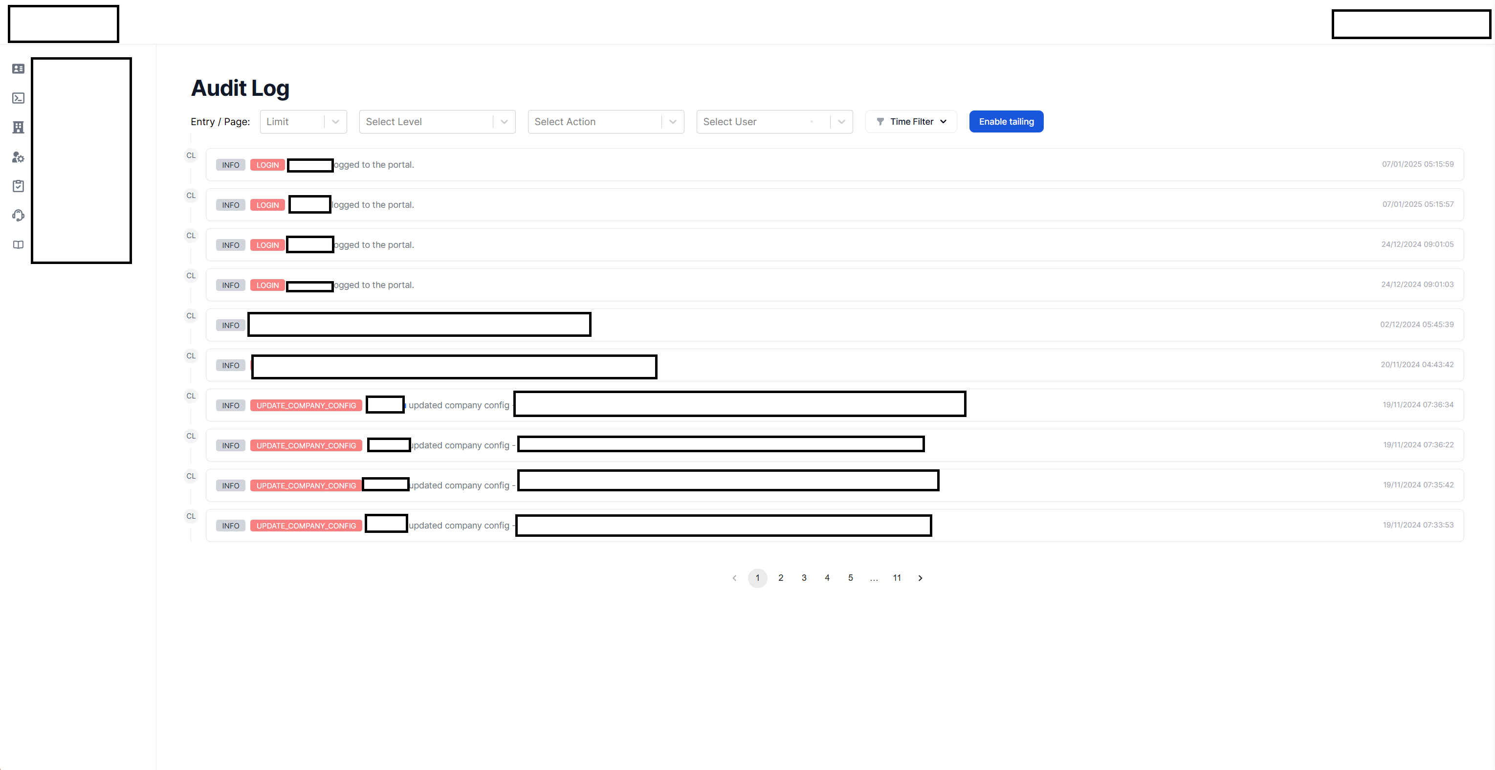 Audit Log Interface